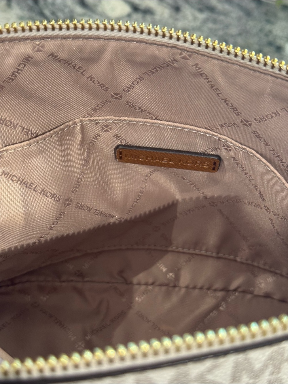 Michael Kors Vanilla Logo Crossbody with Brown Strap & Gold Hardware - Picture 5 of 6
